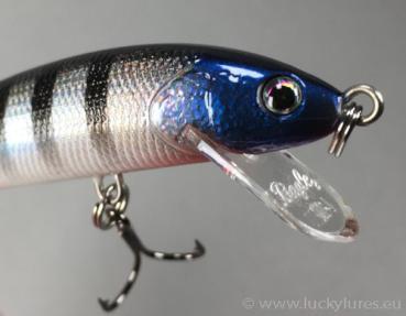 MINNOW B Wobbler, 10 cm, schwimmend, Farbe: SBS (Black Stripes on Silver), mit Rasselkammern von Bagley Bait